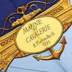 Hermes Carre 90 Marine Et Cavalerie Sea and Cavalry Scarf Large Blue Silk — view 3