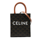 Celine Triomphe Vertical Cover Mini 2-Way Shoulder Bag Brown Leather