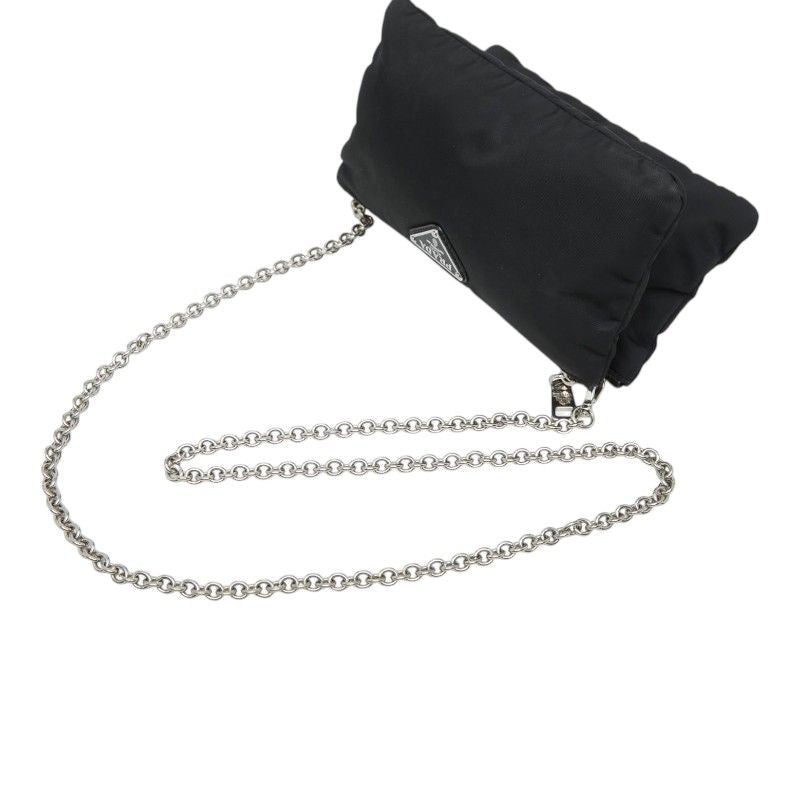 Prada Crossbody Chain Shoulder Bag Black Nylon — view 8