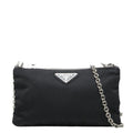 Prada Crossbody Chain Shoulder Bag Black Nylon