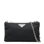 Prada Crossbody Chain Shoulder Bag Black Nylon