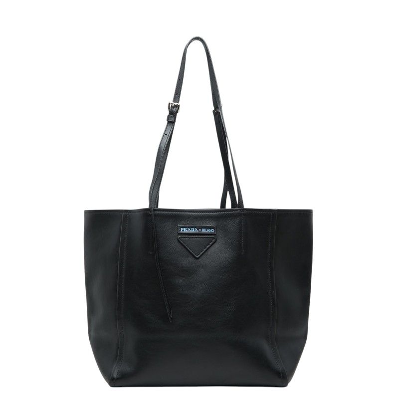 Prada Tote Shoulder Bag Black Leather