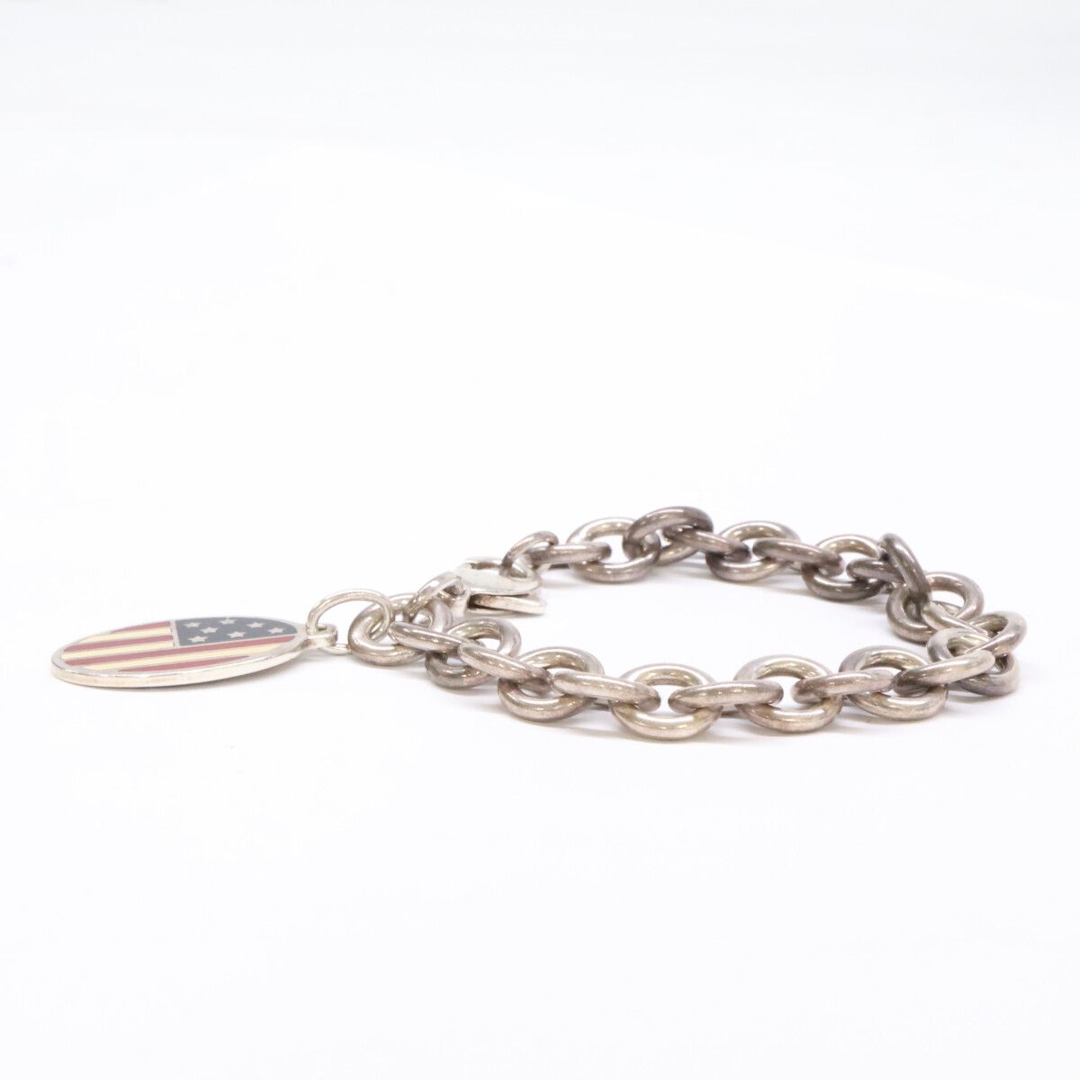 Tiffany & Co 925 Stars and Stripes Oval Tag Chain Bracelet — view 3