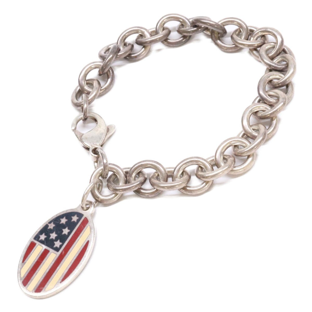 Tiffany & Co 925 Stars and Stripes Oval Tag Chain Bracelet — view 2