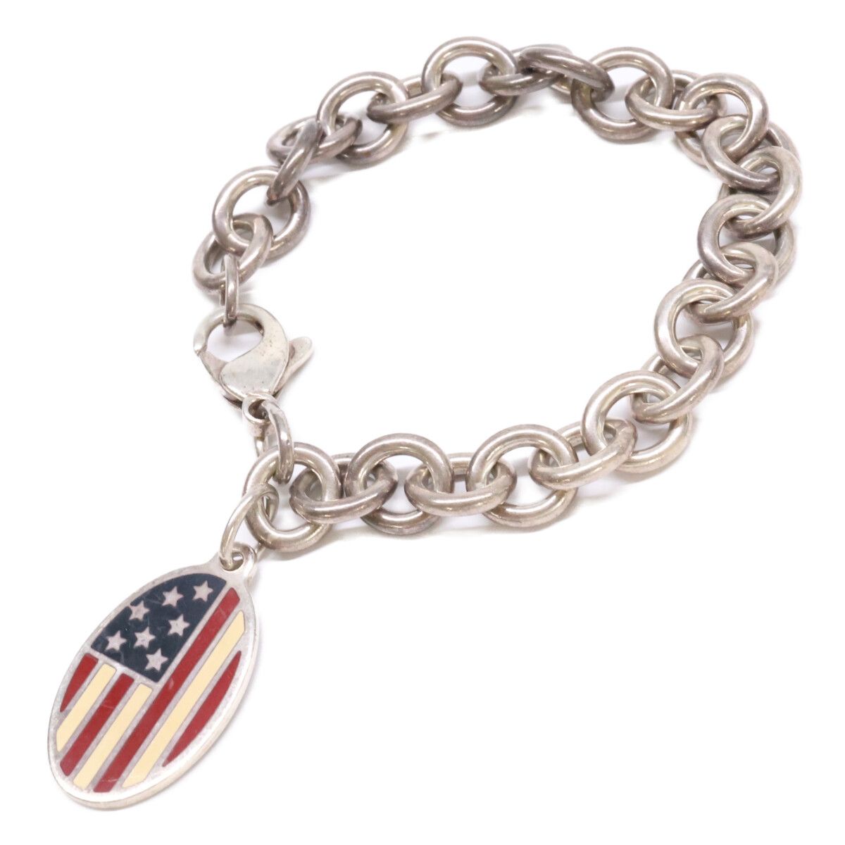 Tiffany & Co 925 Stars and Stripes Oval Tag Chain Bracelet — view 2
