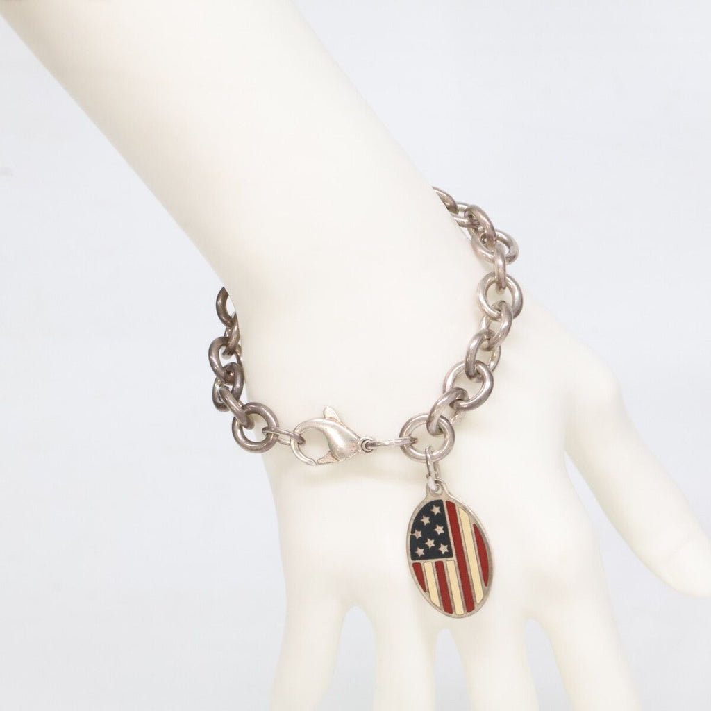 Tiffany & Co 925 Stars and Stripes Oval Tag Chain Bracelet — view 8