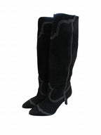 Hermes Long Boots Suede Black