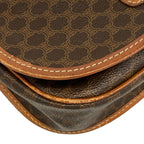 Celine Shoulder Bag Macadam Pattern Dark Brown Leather — view 6