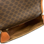Celine Shoulder Bag Macadam Pattern Dark Brown Leather — view 7