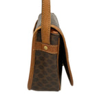 Celine Shoulder Bag Macadam Pattern Dark Brown Leather — view 2