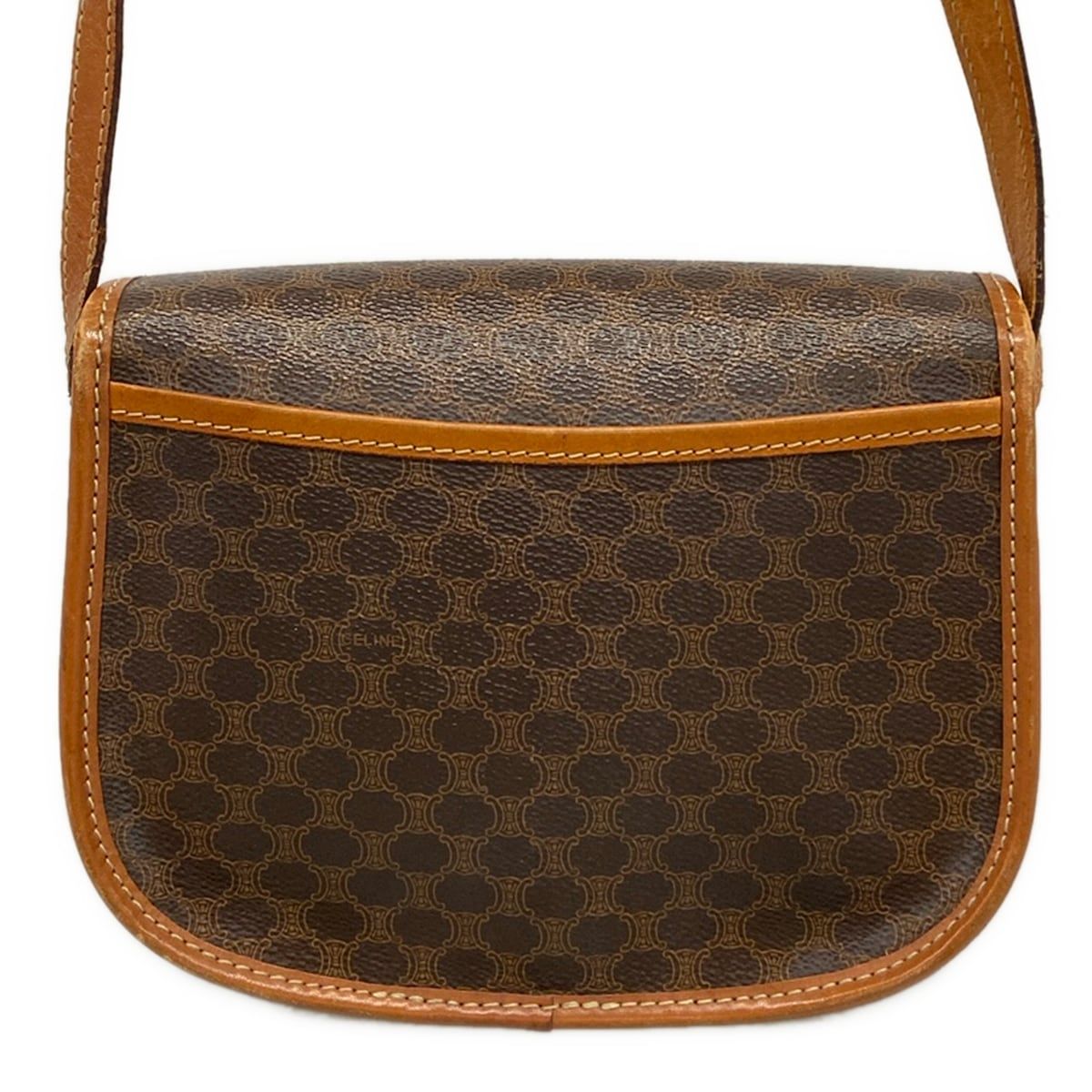 Celine Shoulder Bag Macadam Pattern Dark Brown Leather — view 3