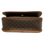 Celine Shoulder Bag Macadam Pattern Dark Brown Leather — view 5