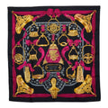 Hermes Carre 90 Etriers Stirrup Scarf Black Multicolor Silk