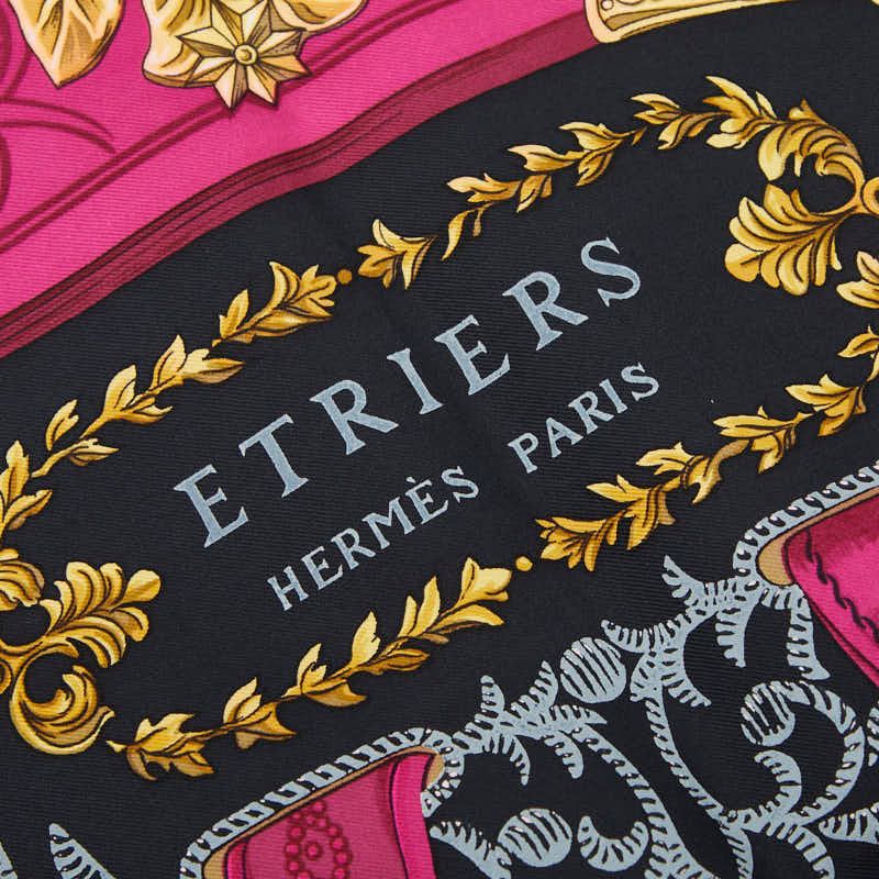 Hermes Carre 90 Etriers Stirrup Scarf Black Multicolor Silk — view 2