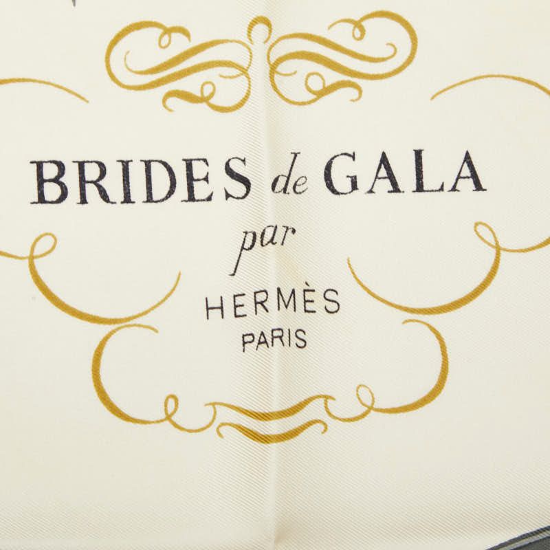 Hermes Carre 90 Brides de Gala Ceremony Bridle Scarf White Multicolor Silk — view 2