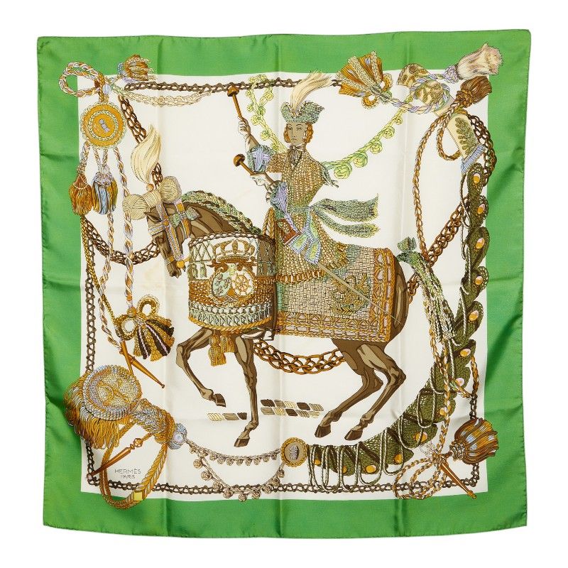 Hermes Carre 90 le Timbalier Timpani Player Scarf Multicolor Silk