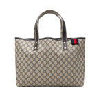 Gucci GG Supreme Sherry Line Tote Shoulder Bag Beige Brown Leather
