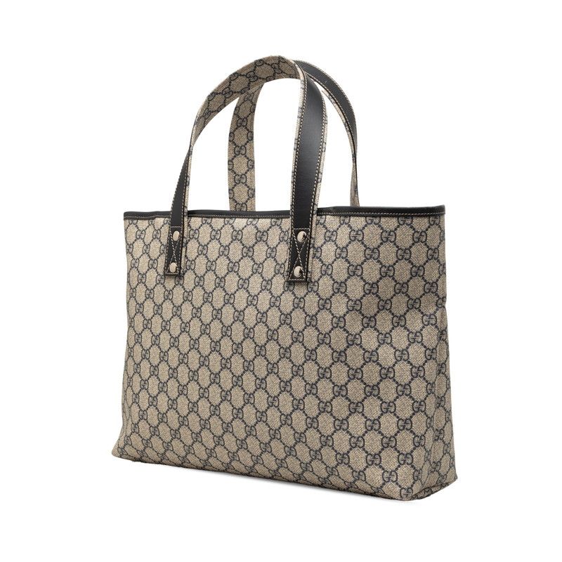 Gucci GG Supreme Sherry Line Tote Shoulder Bag Beige Brown Leather — view 2