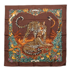 Hermes Carre 90 Jungle Love Scarf Large Brown Silk