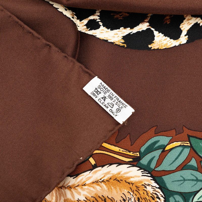 Hermes Carre 90 Jungle Love Scarf Large Brown Silk — view 8
