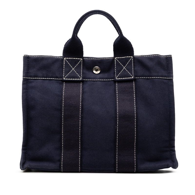 Hermes Fourre Tout PM Handbag Navy Canvas