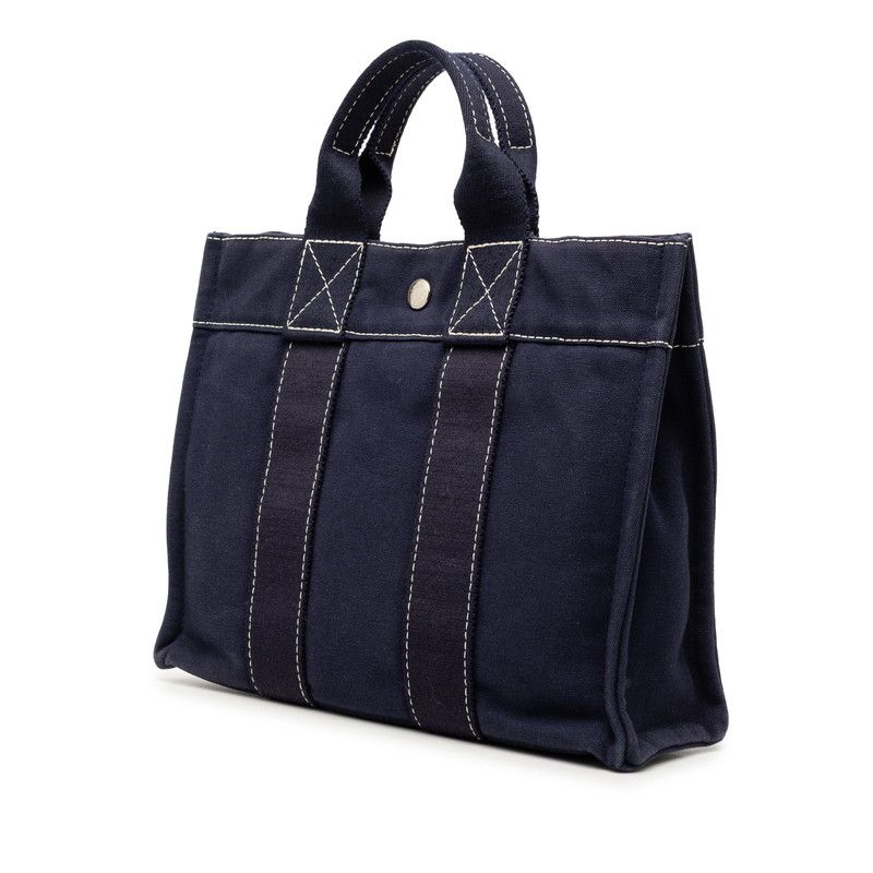 Hermes Fourre Tout PM Handbag Navy Canvas — view 2