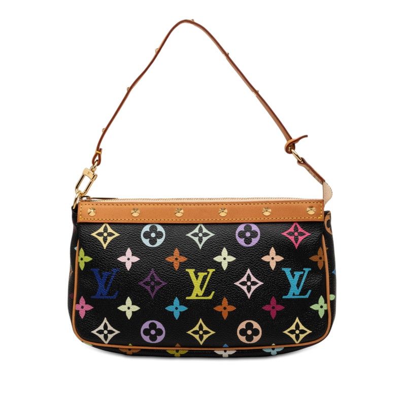 Louis Vuitton Monogram Multicolor Pochette Accessoire Handbag Black Noir Leather