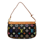 Louis Vuitton Monogram Multicolor Pochette Accessoire Handbag Black Noir Leather