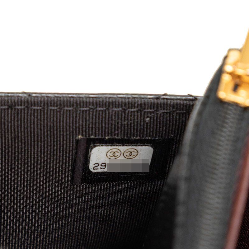 Chanel Quilted CC Logo Chain Wallet Shoulder Bag Black Gold Caviar Leather — view 6