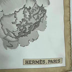 Hermes Scarf Carre 90 les Pivoines Paeonia Silk White Beige — view 7
