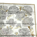Hermes Scarf Carre 90 les Pivoines Paeonia Silk White Beige — view 3