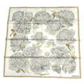 Hermes Scarf Carre 90 les Pivoines Paeonia Silk White Beige