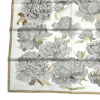 Hermes Scarf Carre 90 les Pivoines Paeonia Silk White Beige — view 4