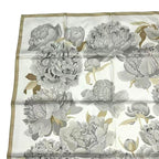 Hermes Scarf Carre 90 les Pivoines Paeonia Silk White Beige — view 2