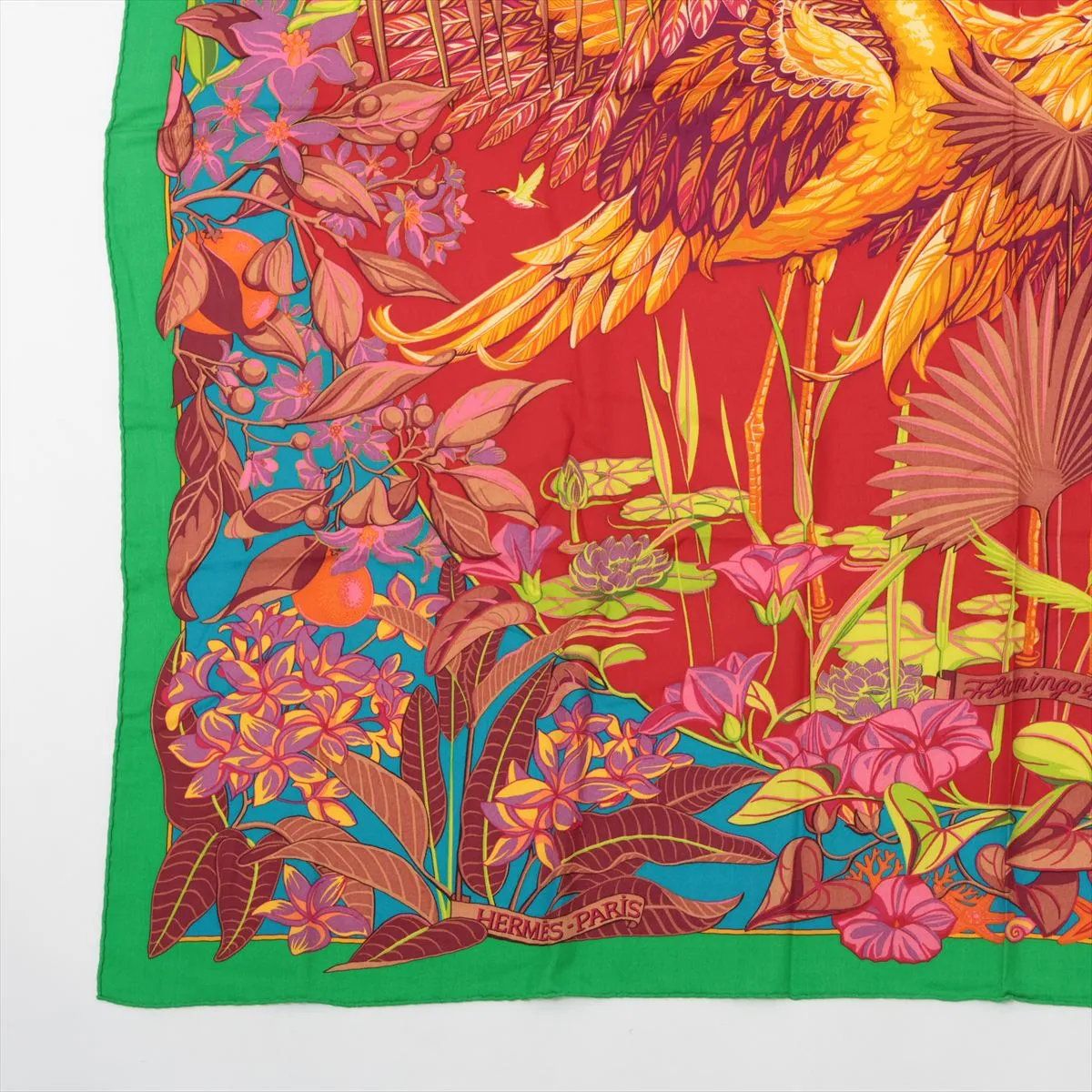 Hermes Tag Carre Jean 140 Cashmere Flamingo Party Scarf — view 5