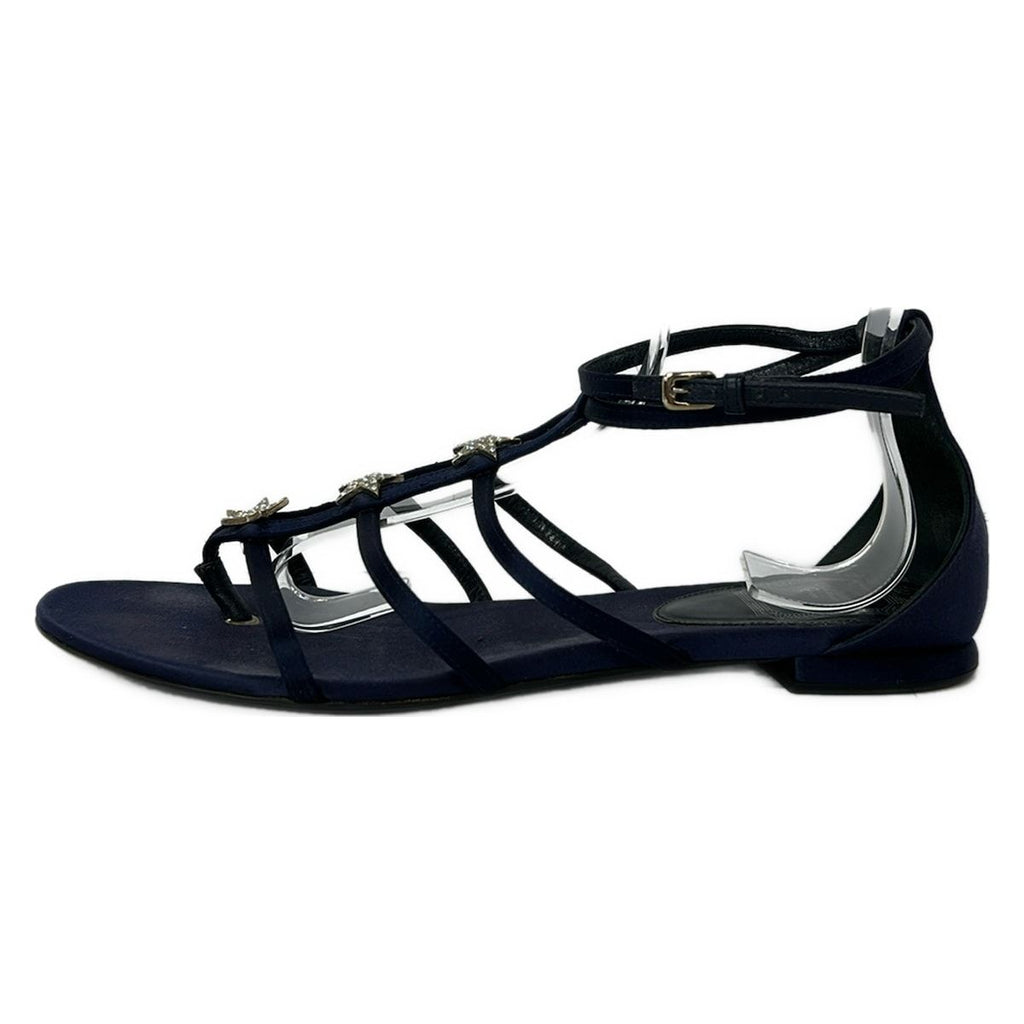 Dior Sandals 40 D Navy Star Rhinestone