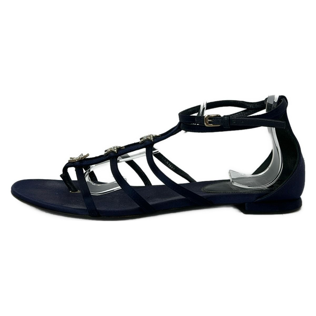 Dior Sandals 40 D Navy Star Rhinestone