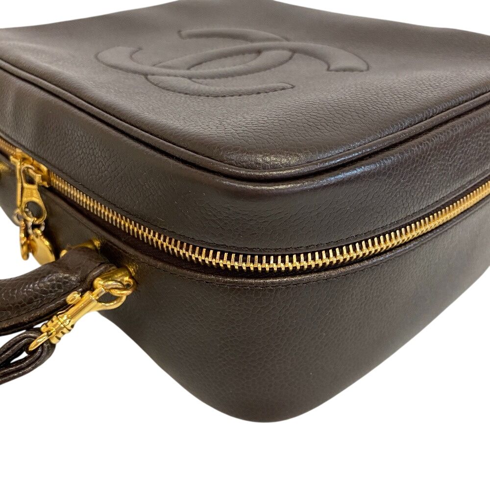 Chanel CC Logo 2-Way Caviar Leather Vanity Shoulder Bag Brown — view 5