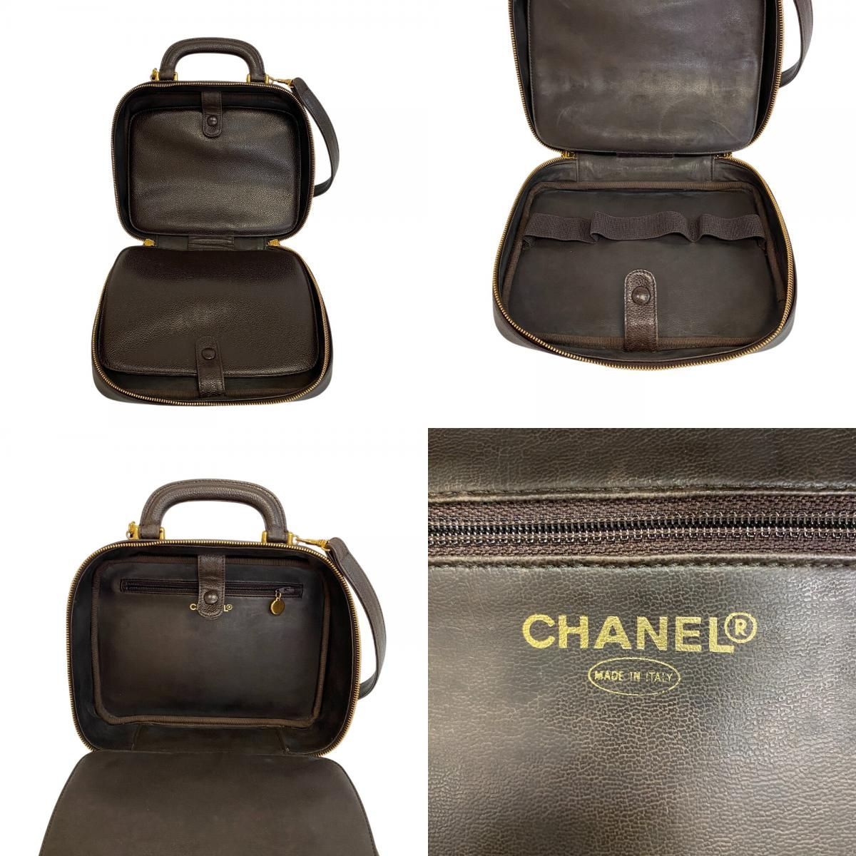 Chanel CC Logo 2-Way Caviar Leather Vanity Shoulder Bag Brown — view 7