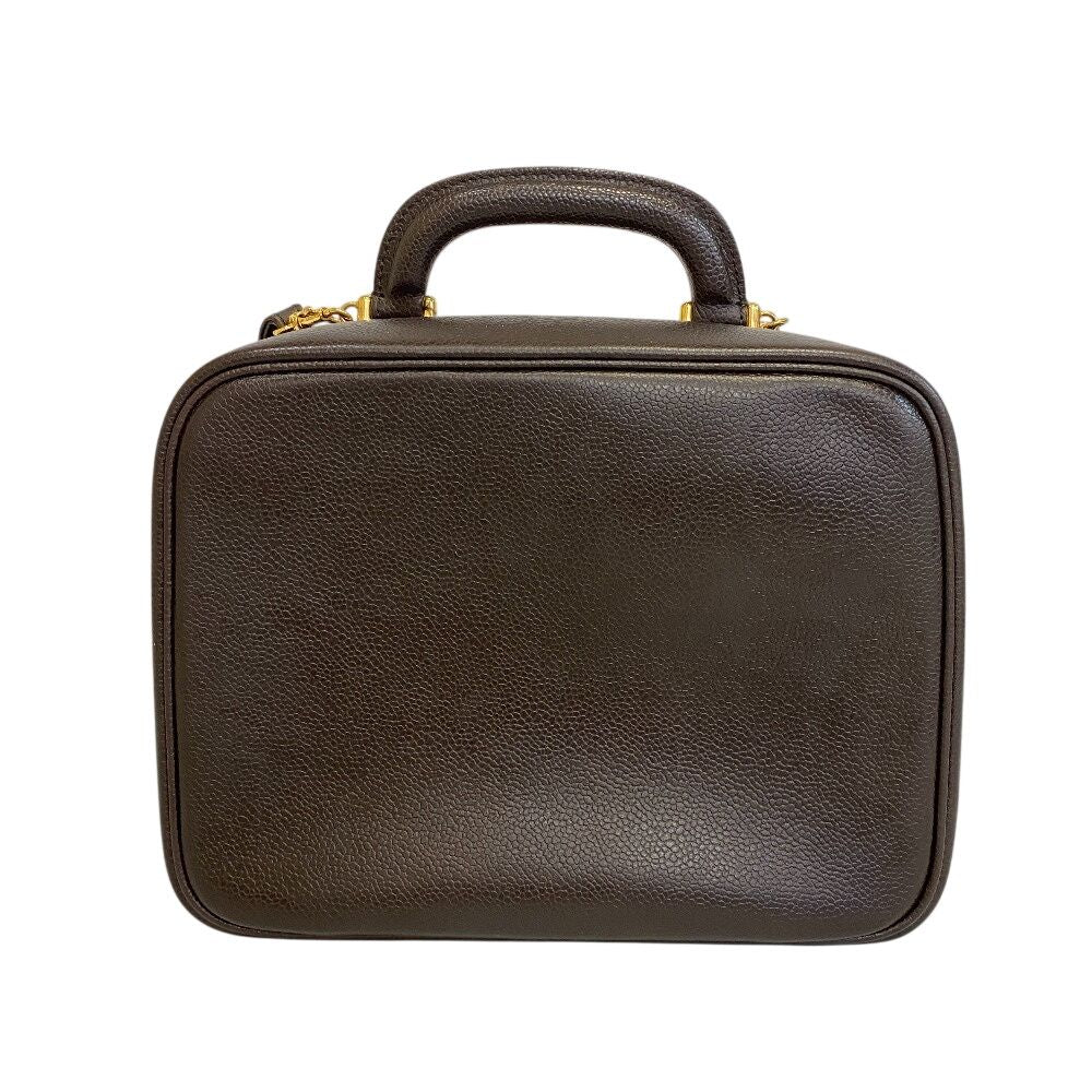 Chanel CC Logo 2-Way Caviar Leather Vanity Shoulder Bag Brown — view 2
