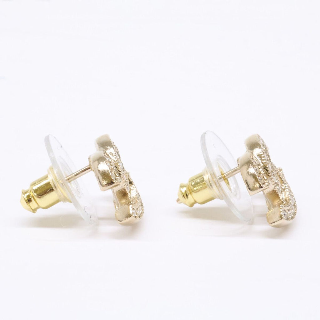 Chanel CC Logo Rhinestone Stud Earring — view 4