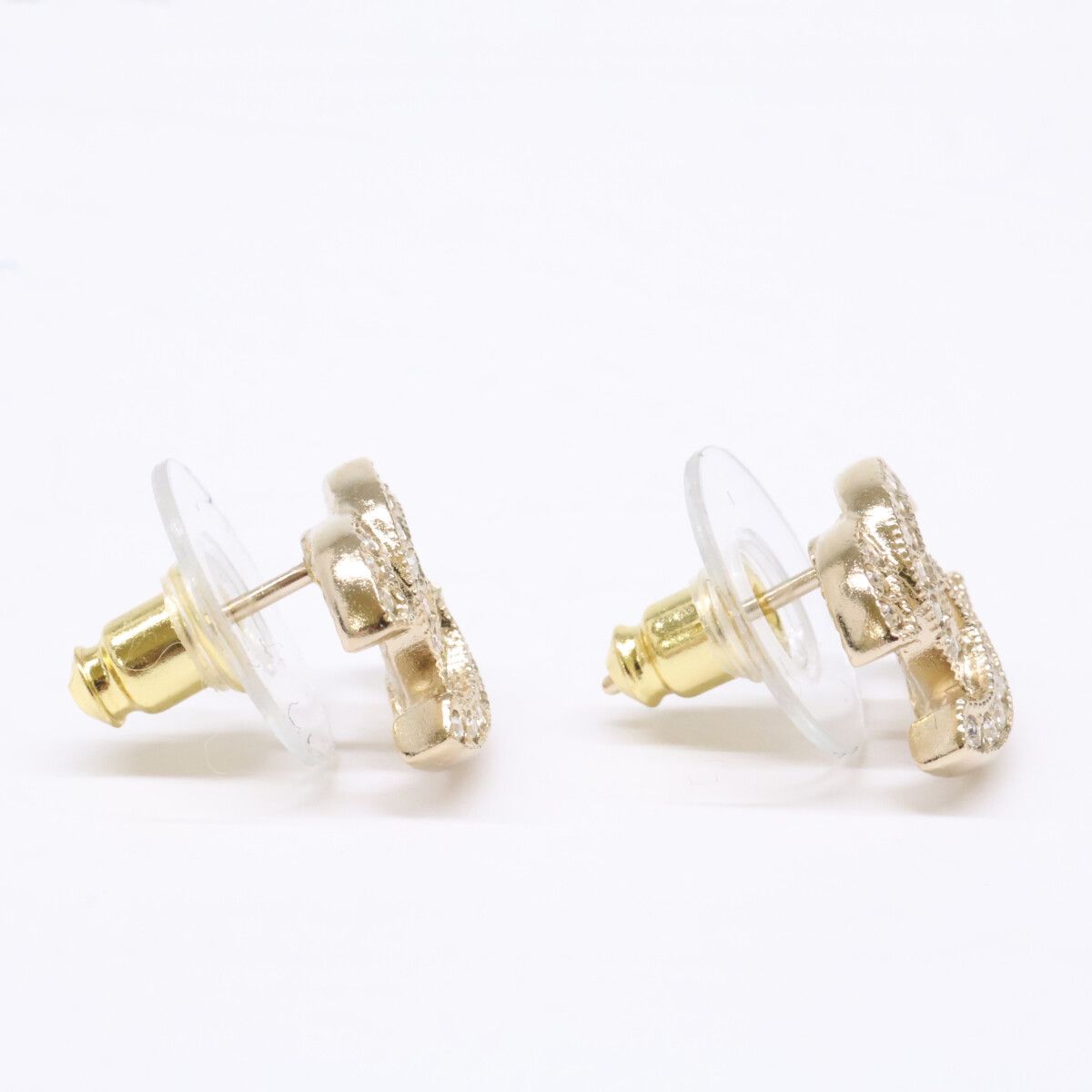 Chanel CC Logo Rhinestone Stud Earring — view 4