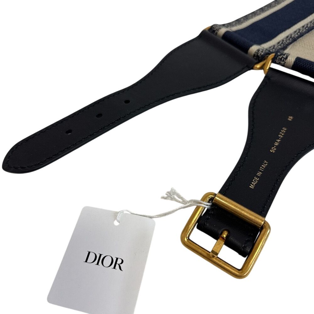 Dior Embroidered Belt Navy — view 2