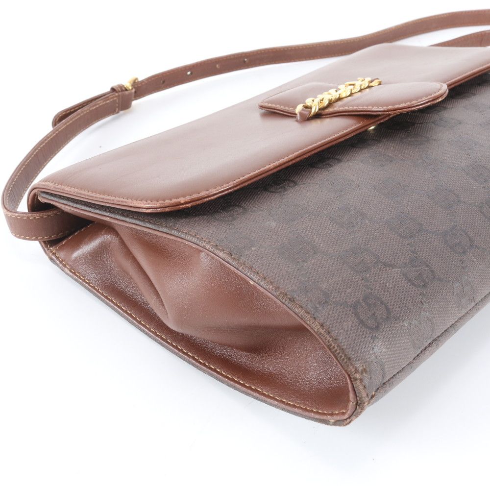 Gucci Vintage GG Canvas Shoulder Bag Crossbody Brown — view 6