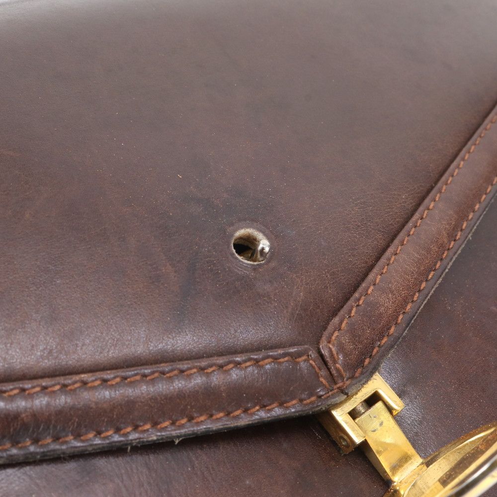 Gucci Vintage Leather 2-Way Shoulder Bag Crossbody Hand Brown — view 9