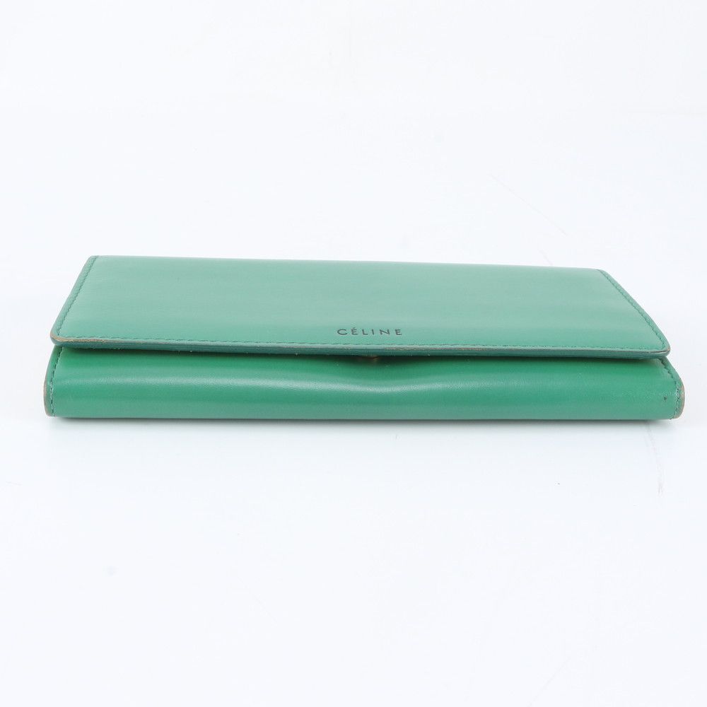 Celine Flap Leather Wallet Green — view 4