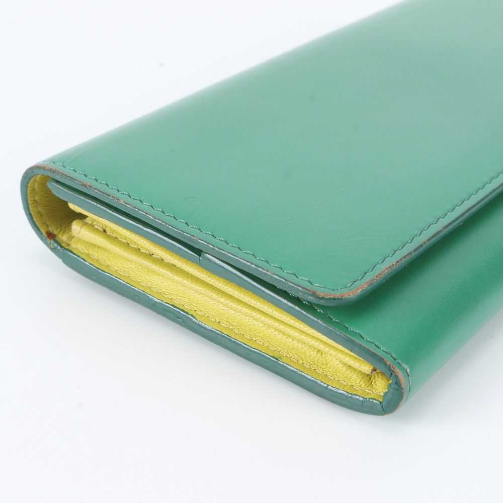 Celine Flap Leather Wallet Green — view 5