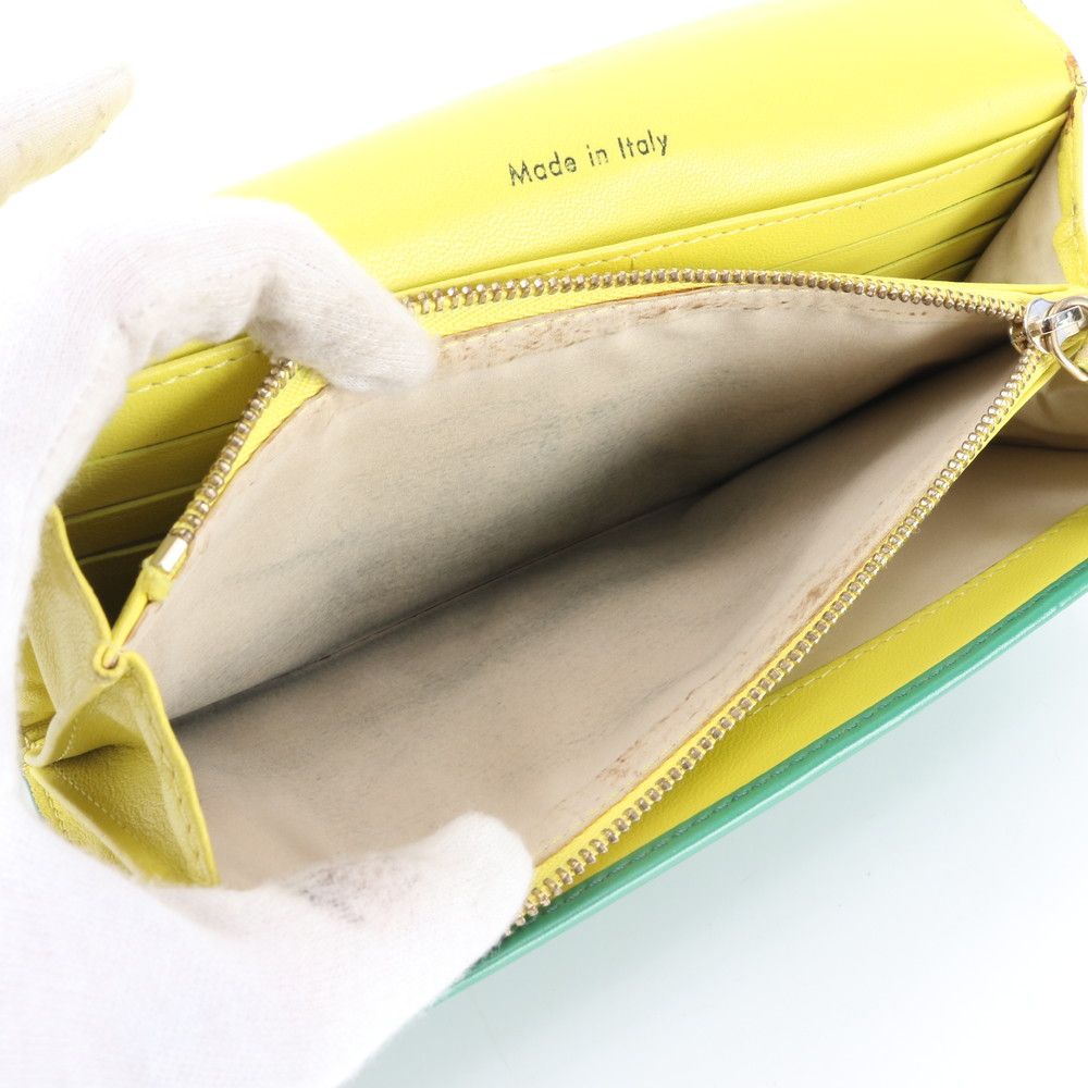 Celine Flap Leather Wallet Green — view 7