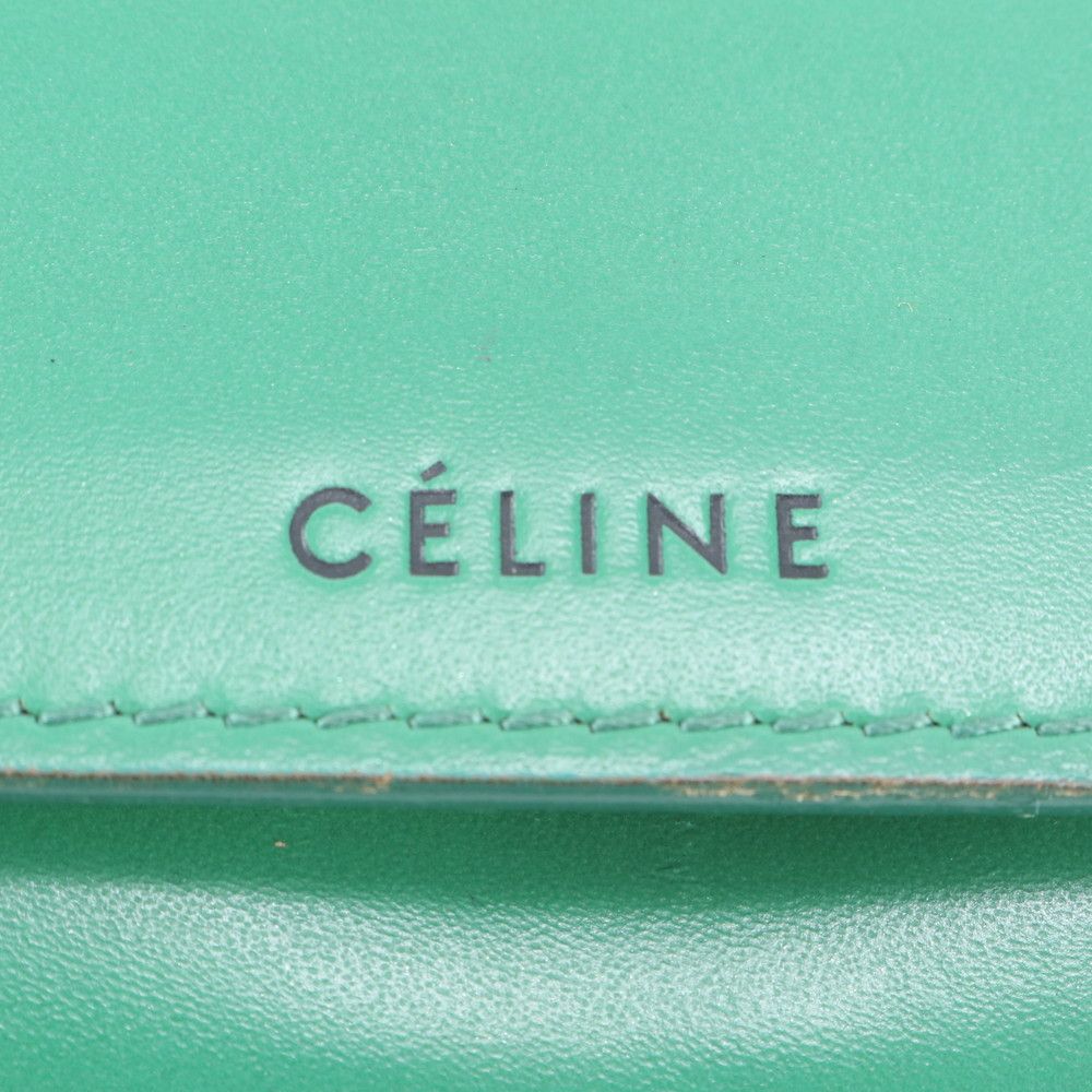 Celine Flap Leather Wallet Green — view 8