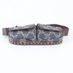 Celine Macadam Denim Triomphe Leather 2-Way Belt Bag Crossbody Waist Pouch — view 6